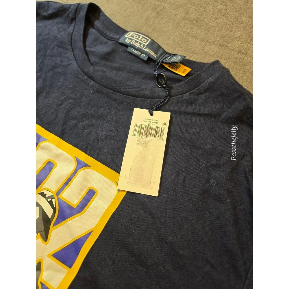 Polo Ralph Lauren Mens Small Ski Sports Classic Fit Navy Long Sleeve T-Shirt NWT